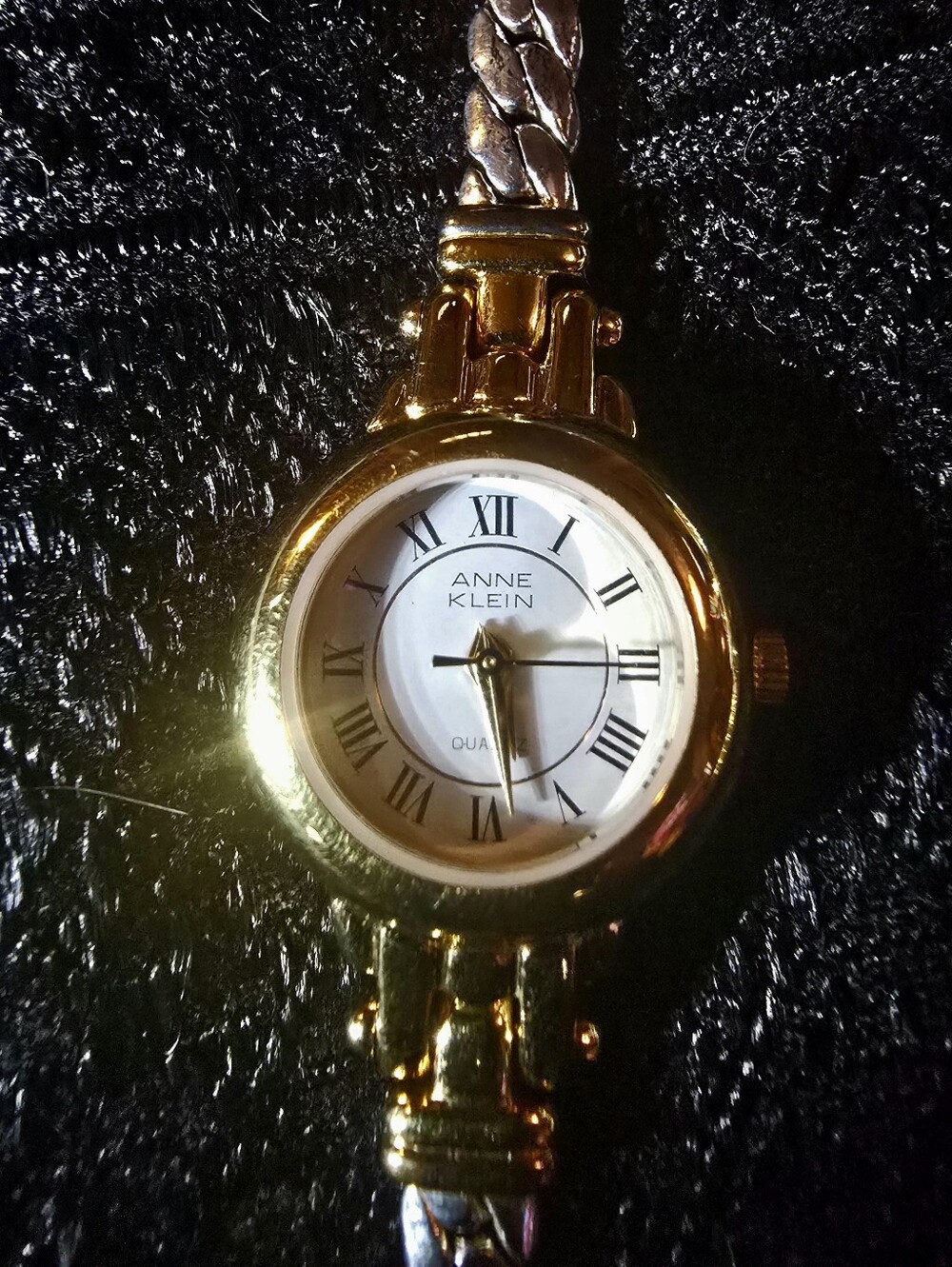 Anne Klein Gold and White Roman Numeral Bracelet Watch